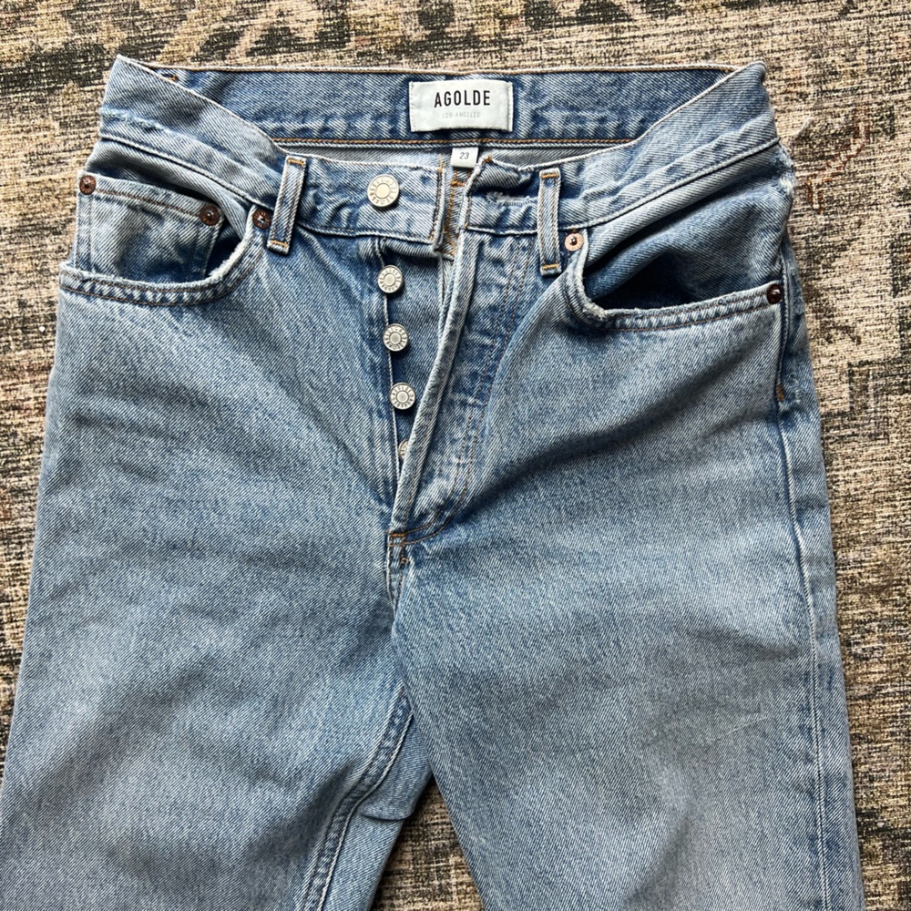 Agolde Lana Mid Rise Full Length Straight Leg Jean